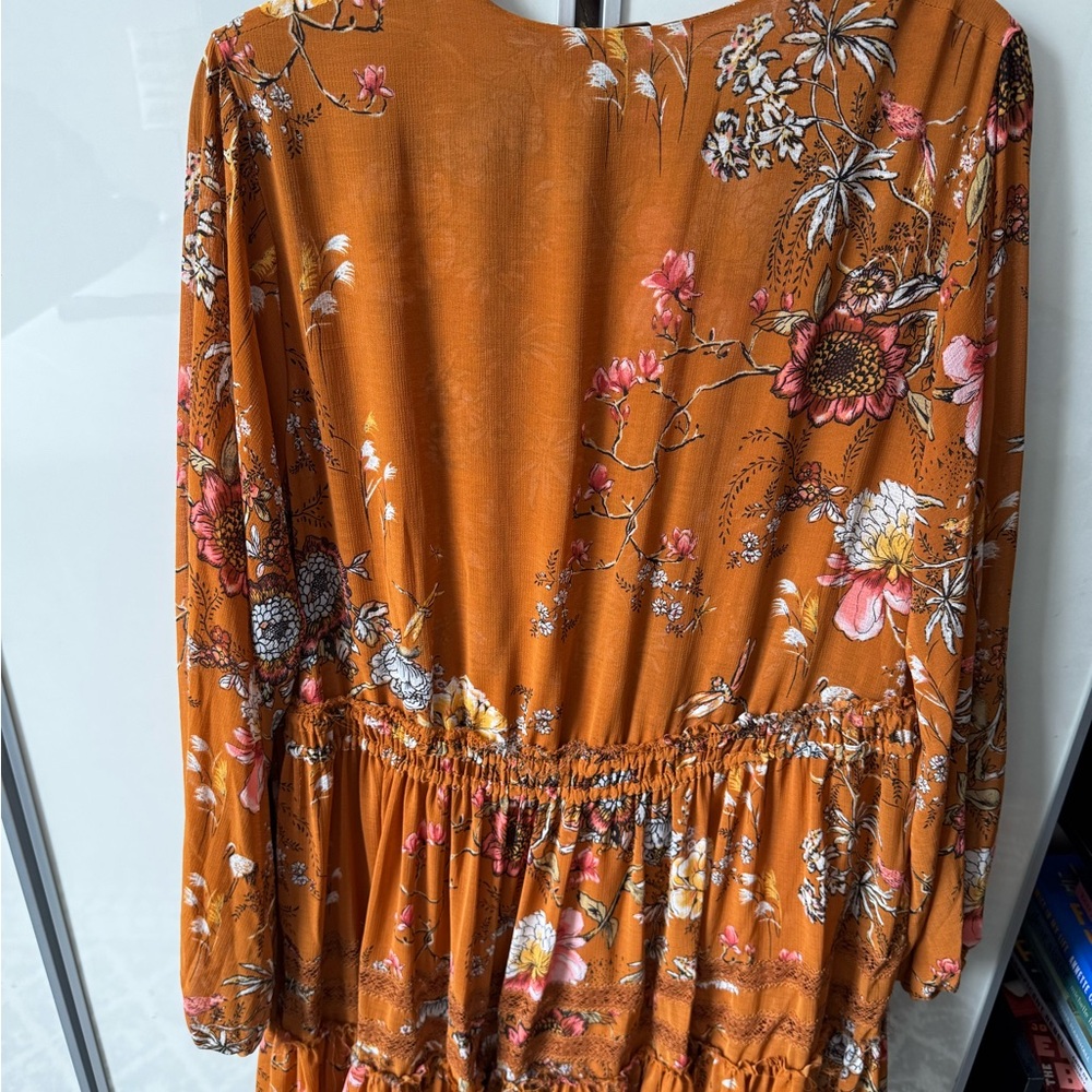 Free People | Cherry Blossom Tiered Mini Dress, Orange | Size Small - Picture 9 of 12